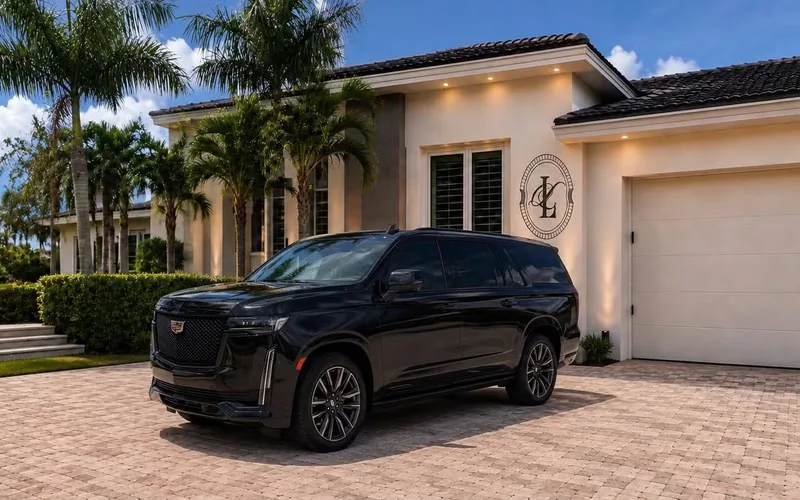 2023 Cadillac Escalade ESV Black parked at a Southwest Florida residence